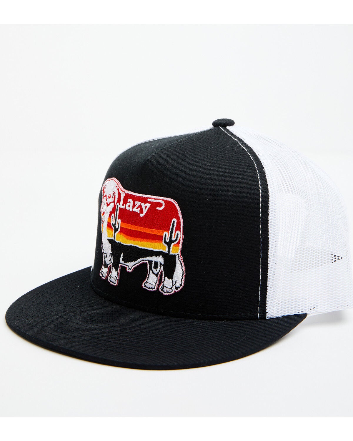 Lazy J Ranch Men's Sunset Cow Patch Mesh-Back Ball Cap, Black, hi-res