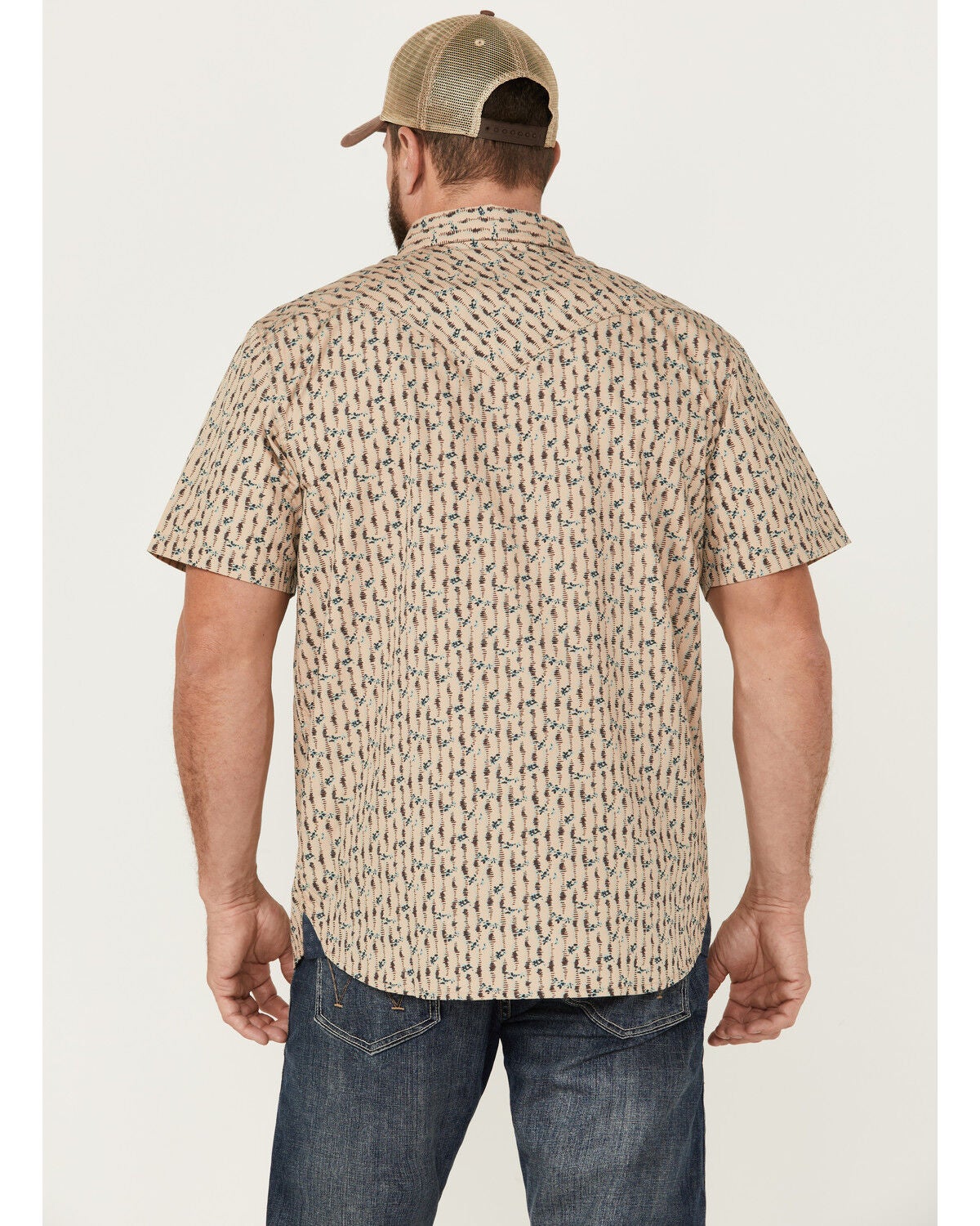 Image #4 - Moonshine Spirit&reg; Men's Vinyl Printed Short Sleeve Snap Western Shirt, Tan, hi-res