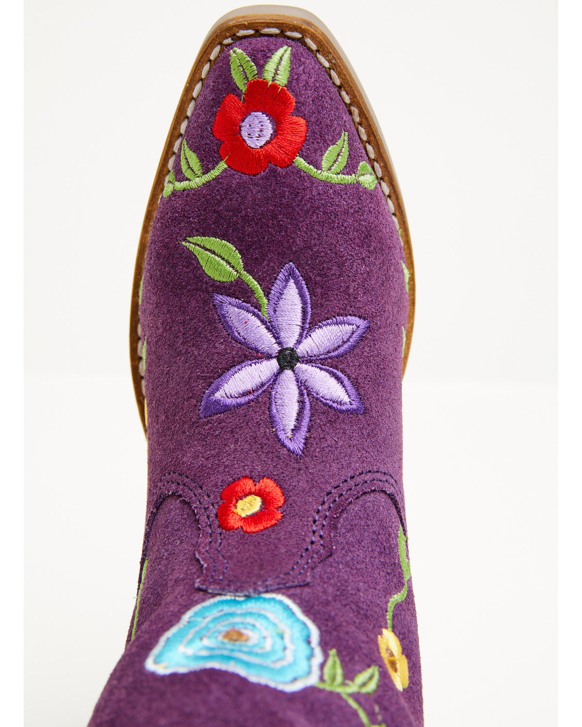 Image #6 - Dingo Girls' Flower Power Suede Western Boots - Snip Toe, Purple, hi-res