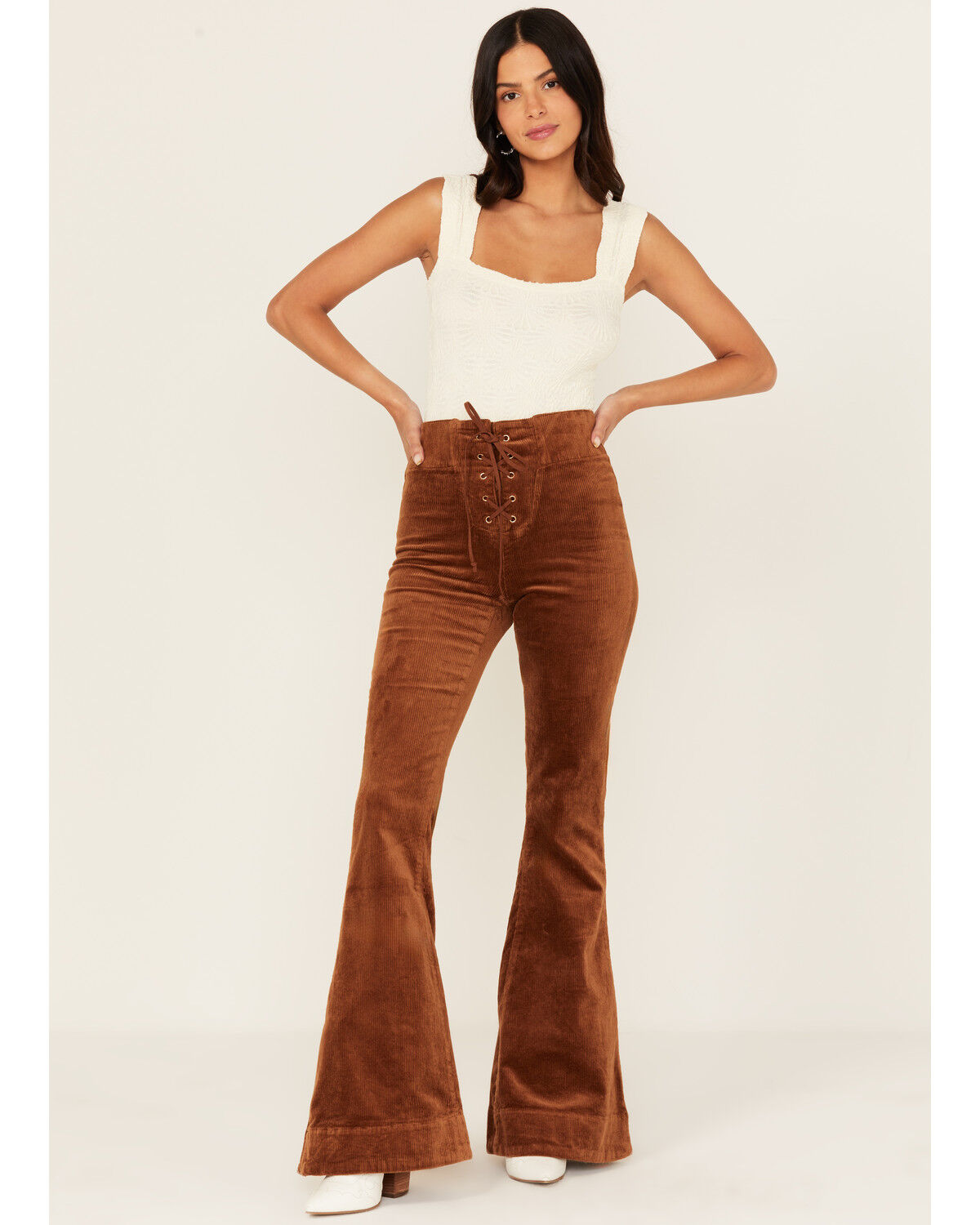 Show Me Your Mumu Women's Cam High Rise Corduroy Bell Bottom