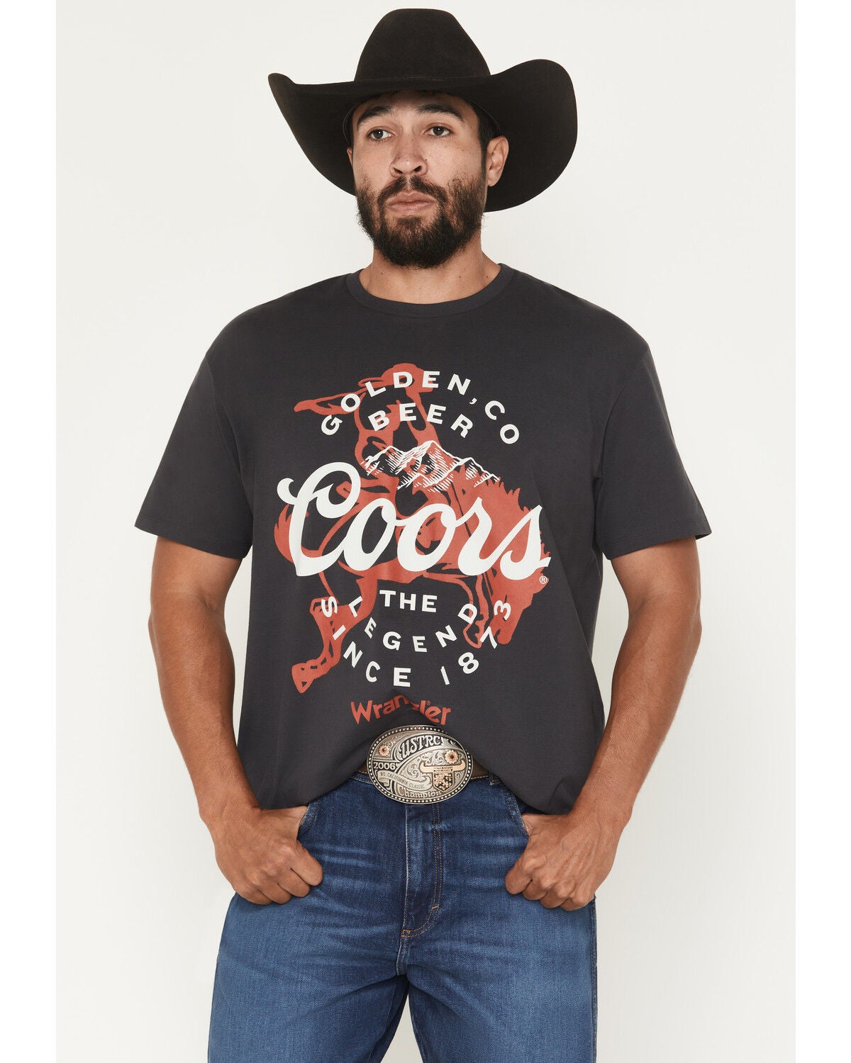 Wrangler X Coors Banquet Men's Not My First Banquet Short Sleeve Graphic T-Shirt, Black, hi-res