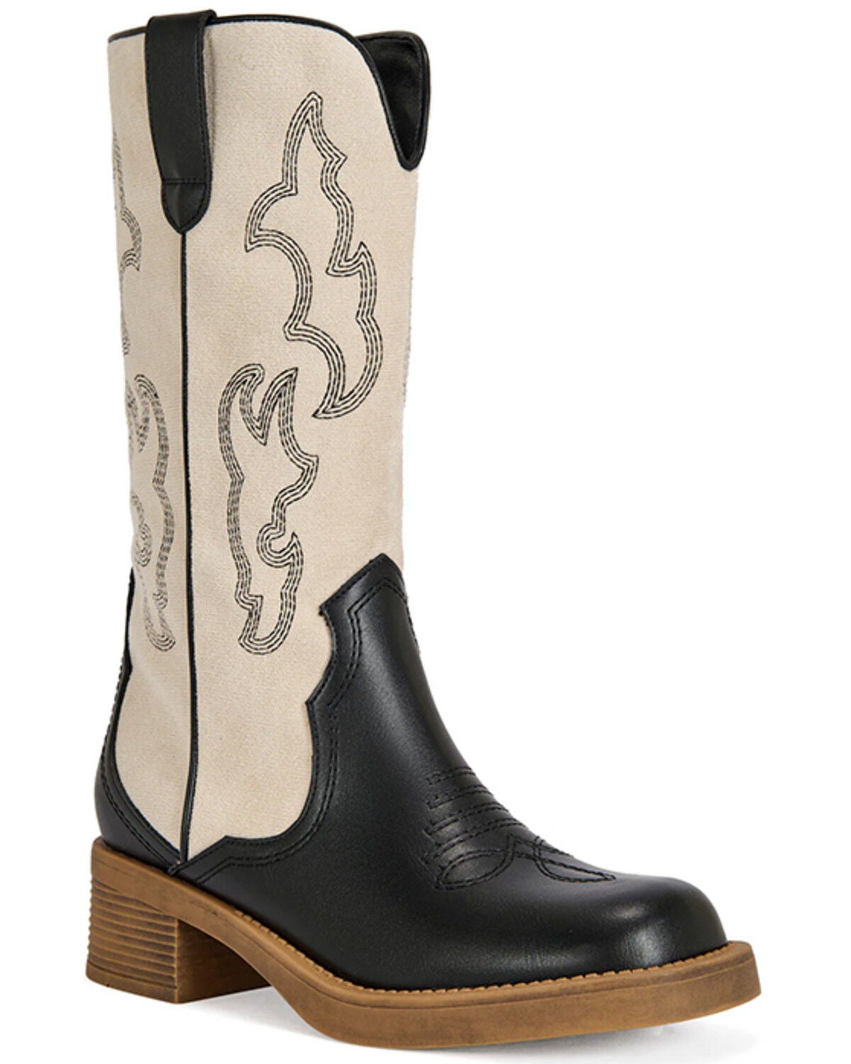 Image #1 - Azalea Wang Women's Mariana Western Boots - Square Toe, Black/white, hi-res