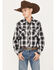 Image #1 - Roper Boys' Plaid Print Long Sleeve Snap Western Shirt, Black, hi-res