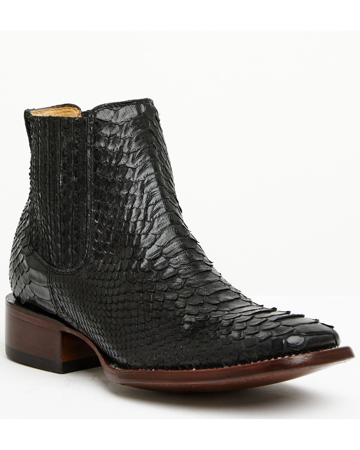 Image #1 - Cody James Men's Hash Exotic Python Western Ankle Boots - Broad Square Toe, Black, hi-res