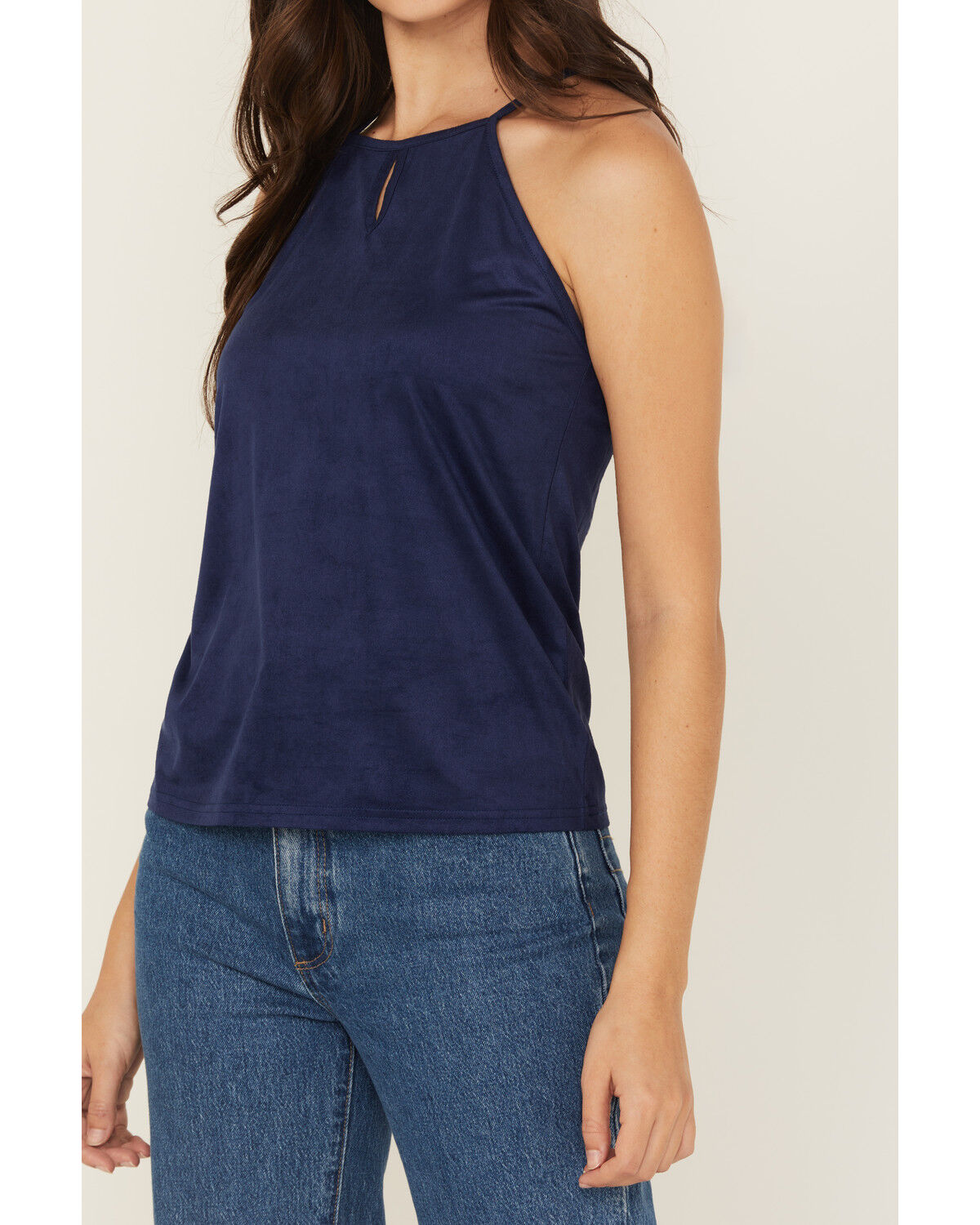 Image #3 - Shyanne Women's Faux Suede Halter Tank, Blue, hi-res