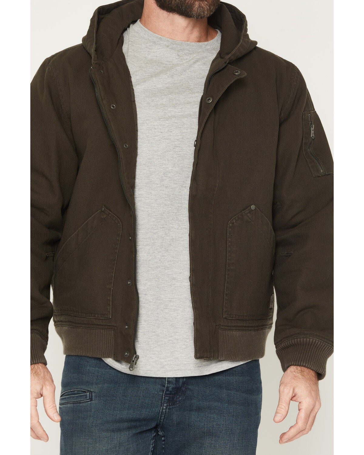 Image #3 - Thorogood Men's Legacy Stone Washed Hooded Bomber Jacket, Black, hi-res