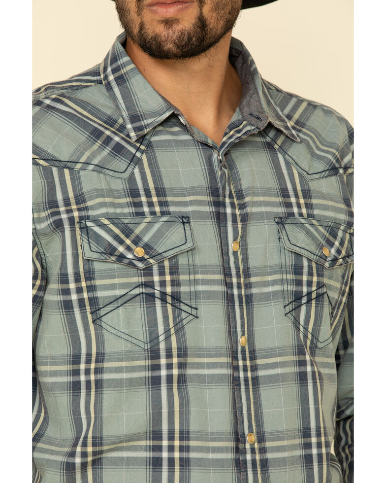 Cody James Men's Thunderstruck Plaid Long Sleeve Western Shirt , Light Blue, hi-res