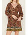 Image #3 - Angie Women's Floral Print Long Sleeve Mini Dress, Red, hi-res