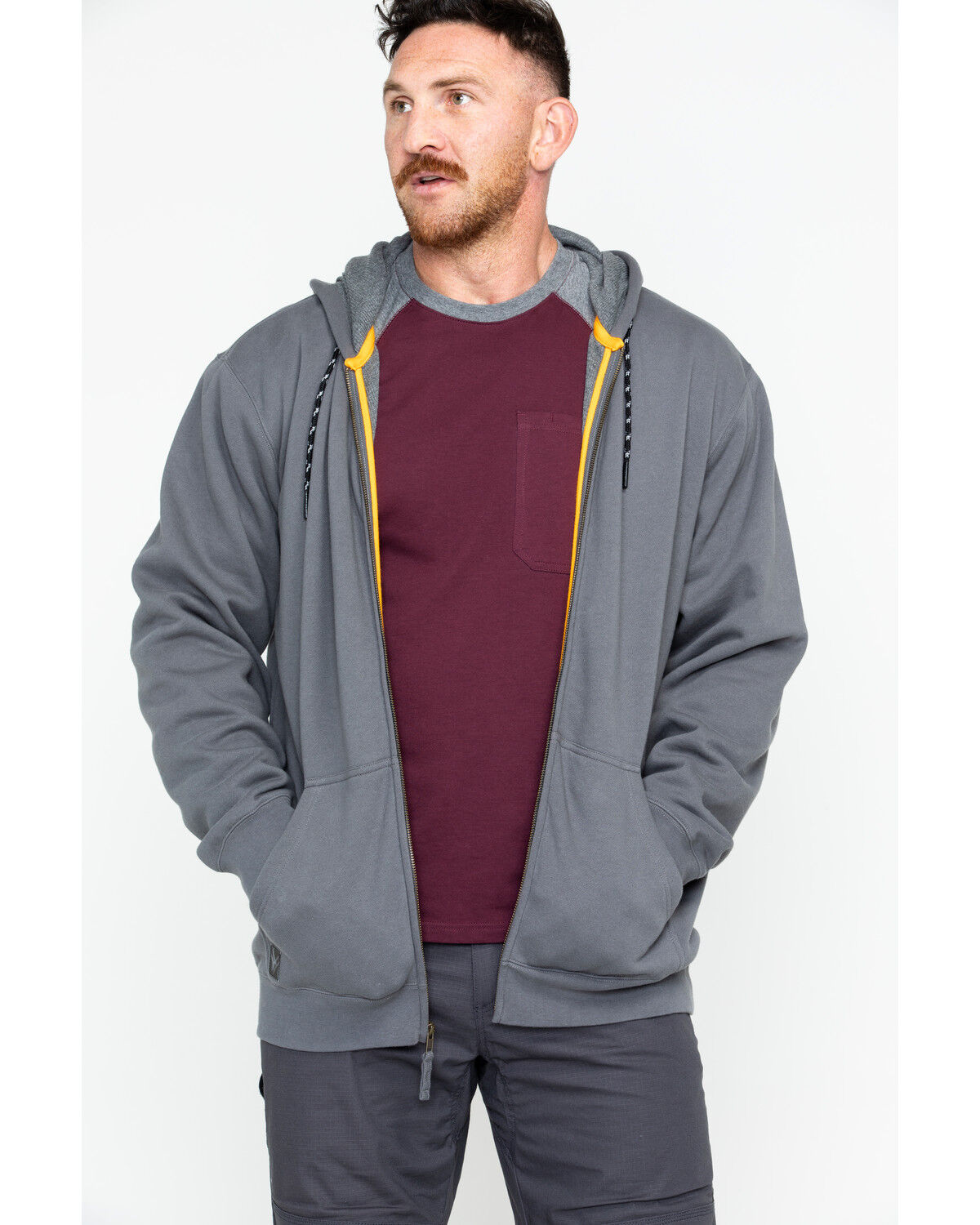 Image #1 - Hawx Men's Zip-Front Hooded Work Jacket, Charcoal, hi-res