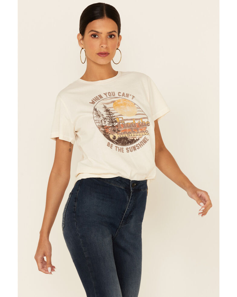 Blended Women's Ivory Find The Sunshine Graphic Short Sleeve Tee , Ivory, hi-res