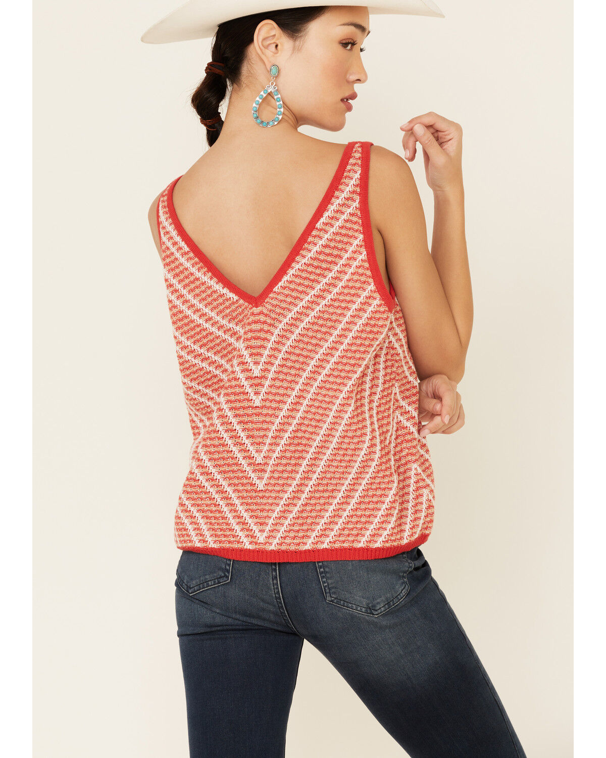 Image #5 - Wrangler Women's Red Striped Sweater Knit Tank Top, , hi-res