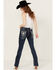 Image #1 - Grace In LA Women's Dark Wash Sequin Pocket Mid Rise Bootcut Stretch Denim Jeans , Dark Wash, hi-res