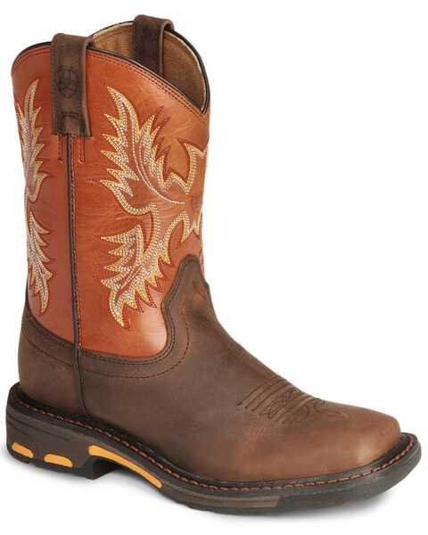 Ariat Youth Boys' Earth Workhog Western Boots - Square Toe, Earth, hi-res