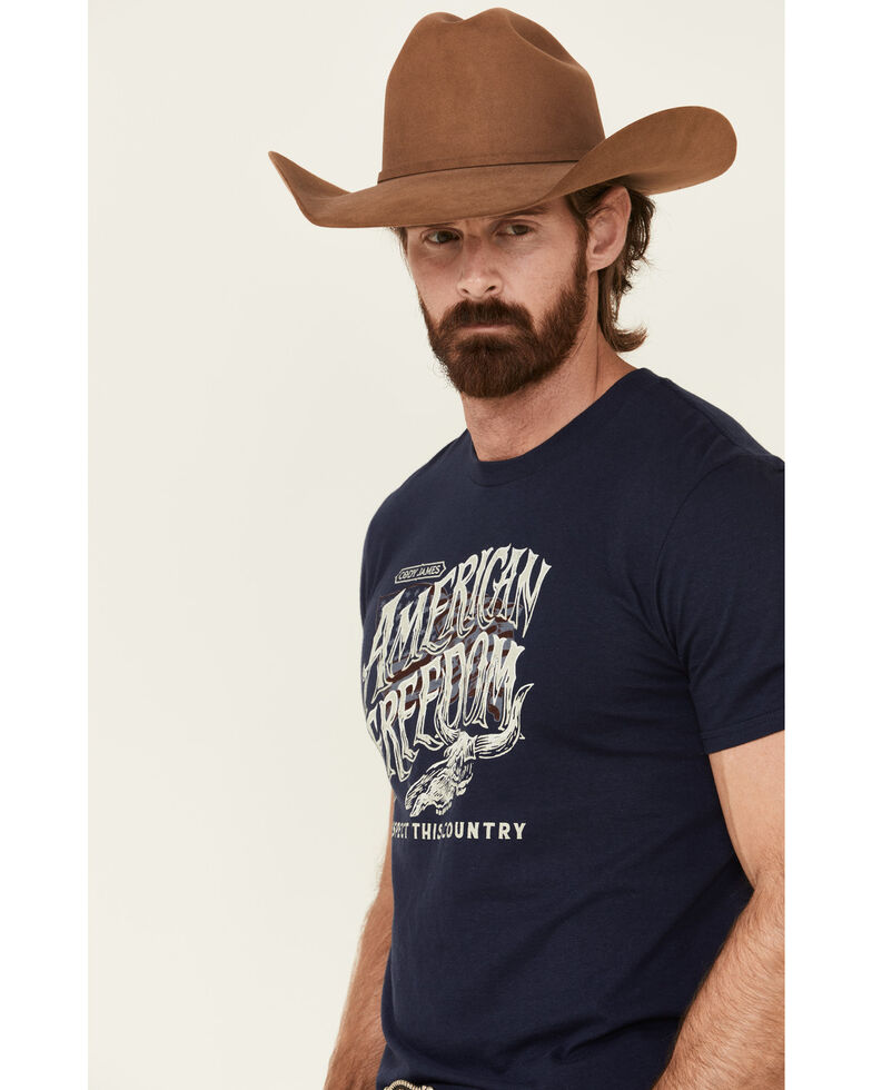 Cody James Men's Freedom Skull Graphic Short Sleeve T-Shirt , Navy, hi-res