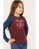 Image #2 - Shyanne Girls' Long Sleeve Rider Graphic Tee, Burgundy, hi-res