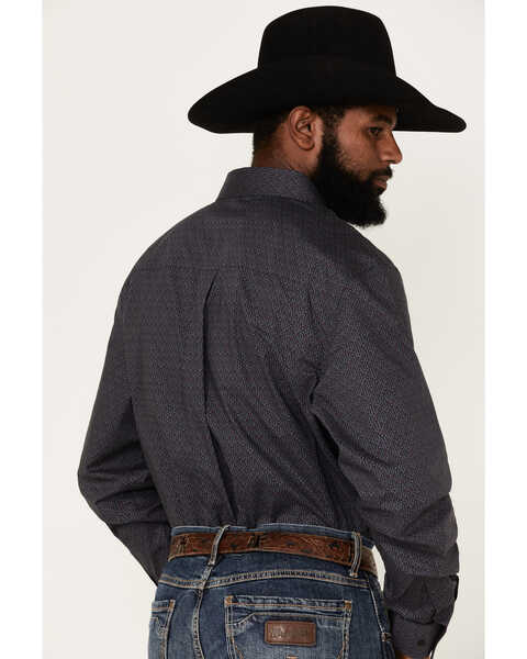 RANK 45 Men's Wayne Geo Print Long Sleeve Button Down Stretch Western Shirt, Grey, hi-res