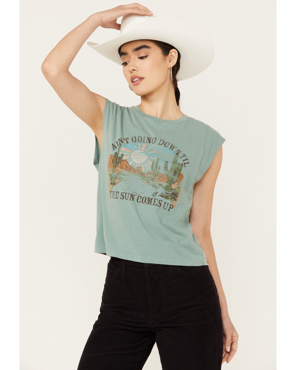 Image #1 - White Crow Women's Till The Sun Comes Up Short Sleeve Graphic Tee, Green, hi-res