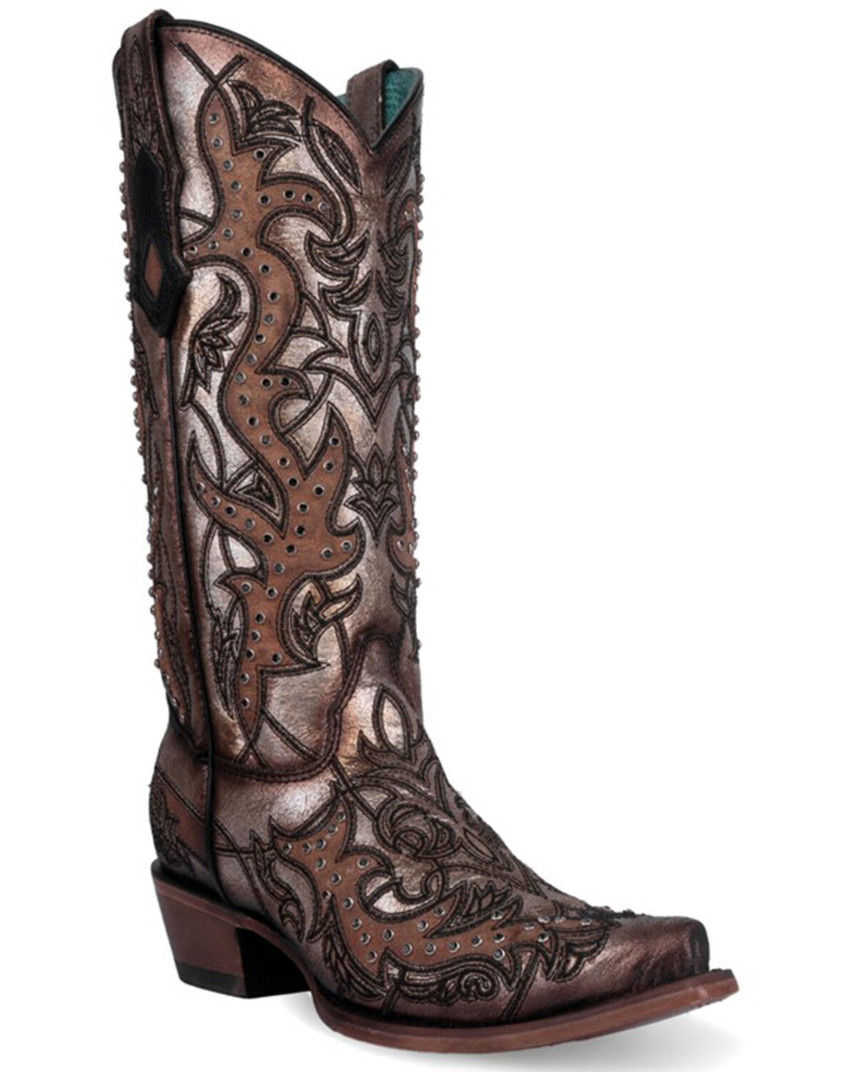 Image #1 - Corral Women's Embroidered Western Boots - Snip Toe, Gold, hi-res