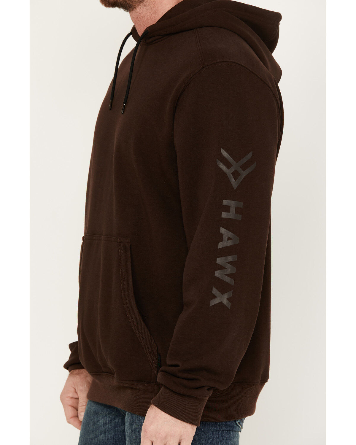 Image #3 - Hawx Men's FR Hard Face Pullover Fleece Hooded Jacket, Dark Brown, hi-res