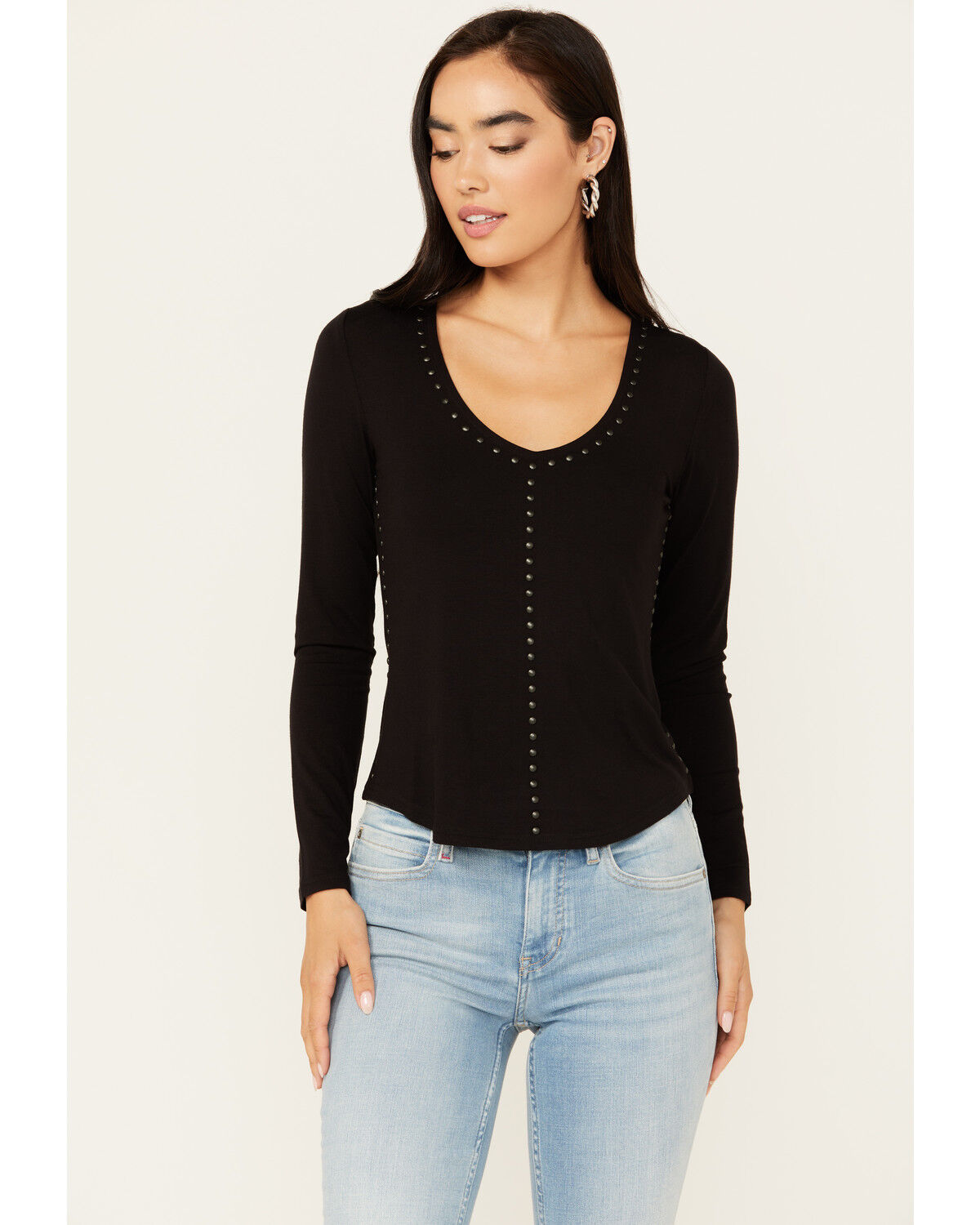 Image #1 - Idyllwind Women's Thelma Long Sleeve Honky Tonk Top, Black, hi-res