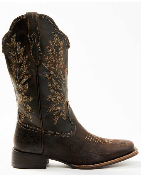 Myra Bag Poppin Western Boots - Square Toe , Dark Brown, hi-res