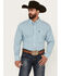 Image #1 - George Strait by Wrangler Men's Plaid Print Long Sleeve Button-Down Western Shirt - Big, Aqua, hi-res