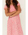 Image #2 - Trixxi Girls' Smocked Puff Sleeve Midi Dress, Pink, hi-res