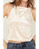 Image #3 - Beyond The Radar Women's Velvet High Neck Tank Top, Ivory, hi-res