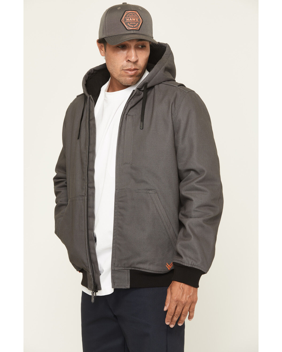 Image #2 - Hawx Men's Basalt Fleece Lined Hooded Duck Canvas Jacket, Charcoal, hi-res