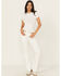 Image #1 - Miss Me Women's High Rise Border Stitch Bootcut Stretch Denim Jeans, White, hi-res
