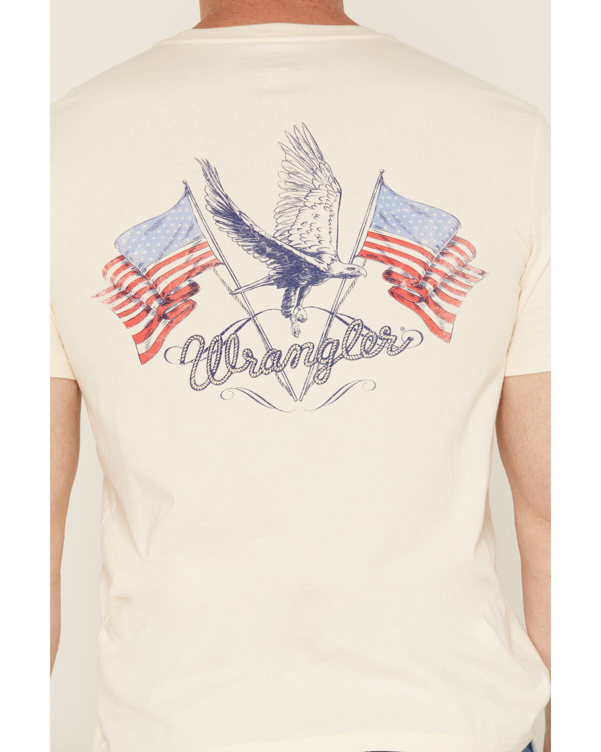 Image #4 - Wrangler Men's Patriotic Eagle Short Sleeve Graphic T-Shirt, Off White, hi-res