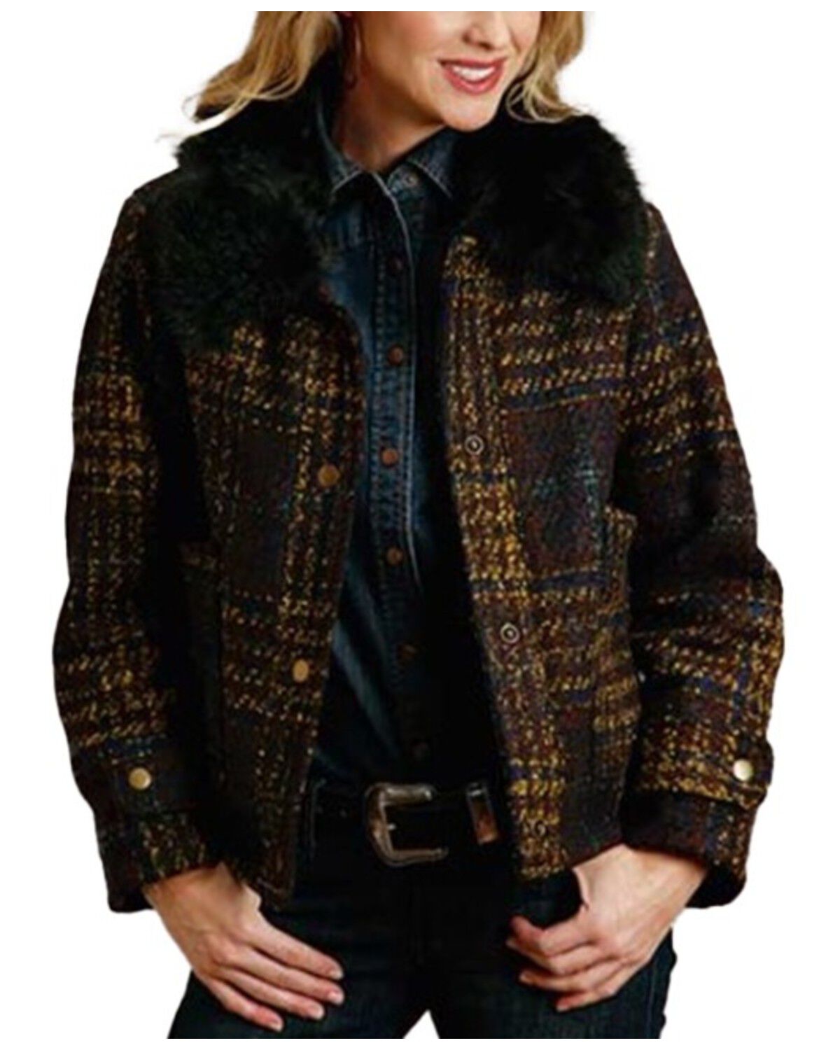 Image #1 - Stetson Women's Boucle Plaid Jacket, , hi-res