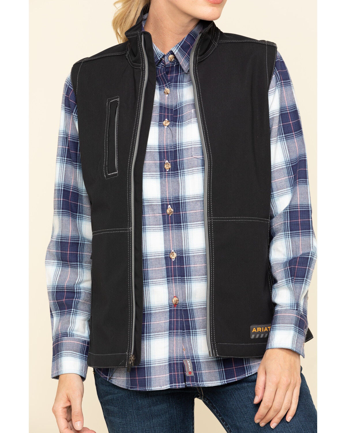 Image #4 - Ariat Women's Black Rebar Stretch Canvas Softshell Vest, Black, hi-res