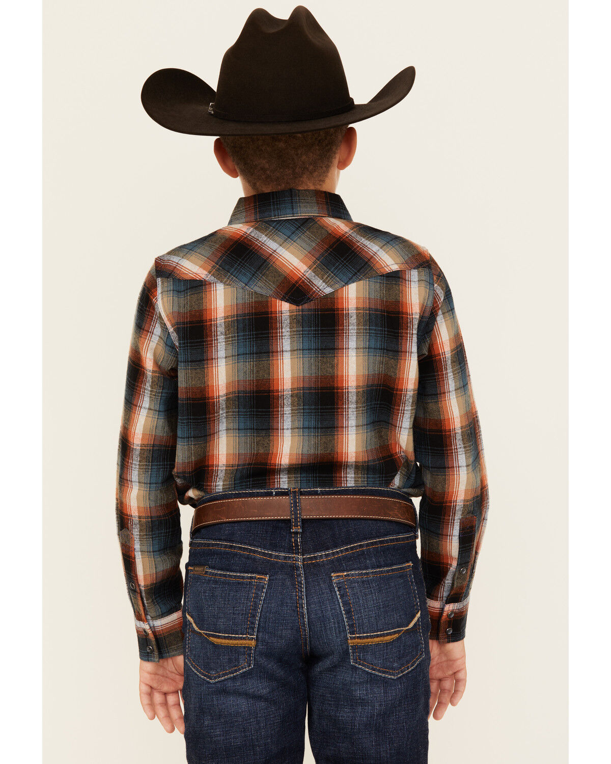 Image #4 - Cody James Boys' Plaid Print Long Sleeve Snap Flannel Shirt, Brown, hi-res