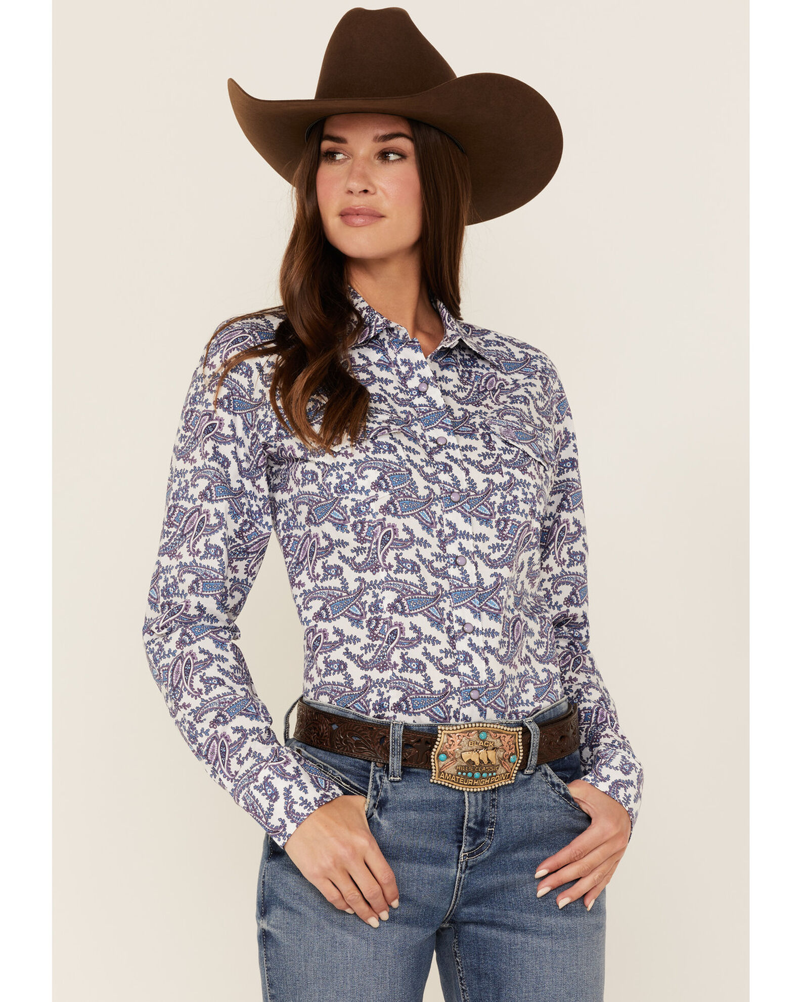 Cinch Women s Paisley Print Long Sleeve Snap Western Shirt