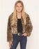 Image #1 - Shyanne Girls' Maggie Leopard Print Faux Fur Jacket, Turquoise, hi-res