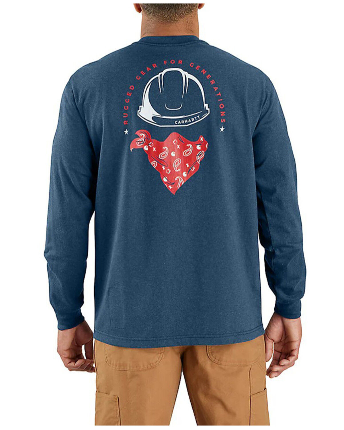 Image #1 - Carhartt Men's FR Loose Fit Lightweight Bandana Print Long Sleeve Graphic T-Shirt, Dark Blue, hi-res