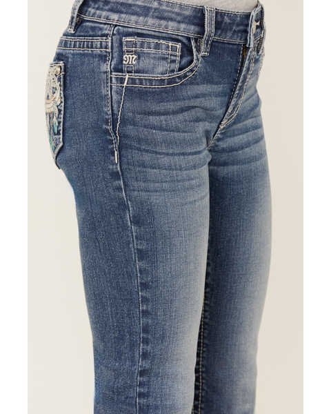 Image #2 - Miss Me Girls' Dark Wash Dreamcatcher Bootcut Stretch Denim Jeans , Blue, hi-res