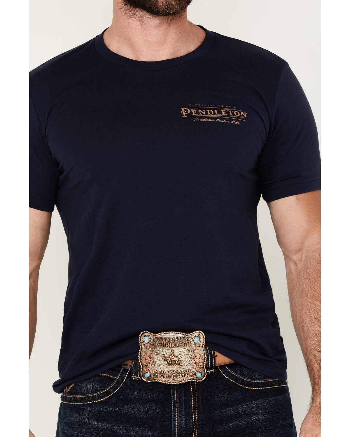 Image #3 - Pendleton Men's Rectangle Logo Short Sleeve Graphic T-Shirt, Dark Blue, hi-res