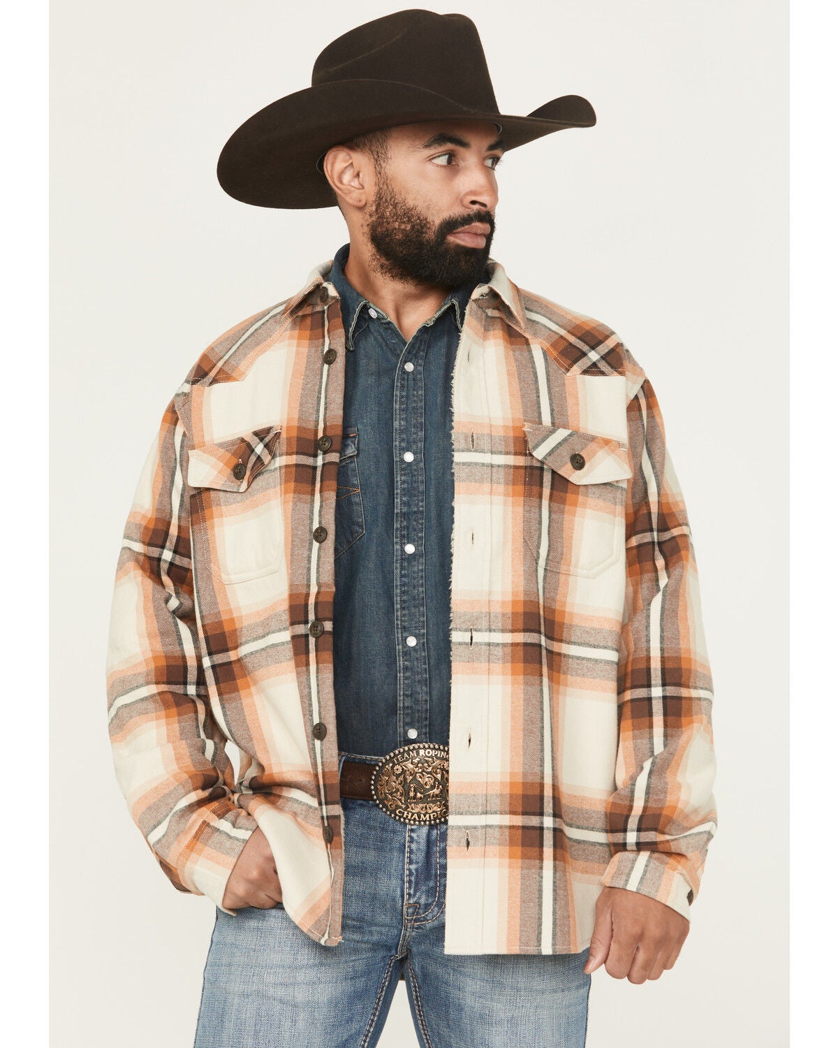 Cody James Men's Grant Plaid Print Long Sleeve Sherpa Lined Button
