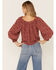 Image #3 - Wild Moss Women's Rust Floral Peasant Top, Rust Copper, hi-res