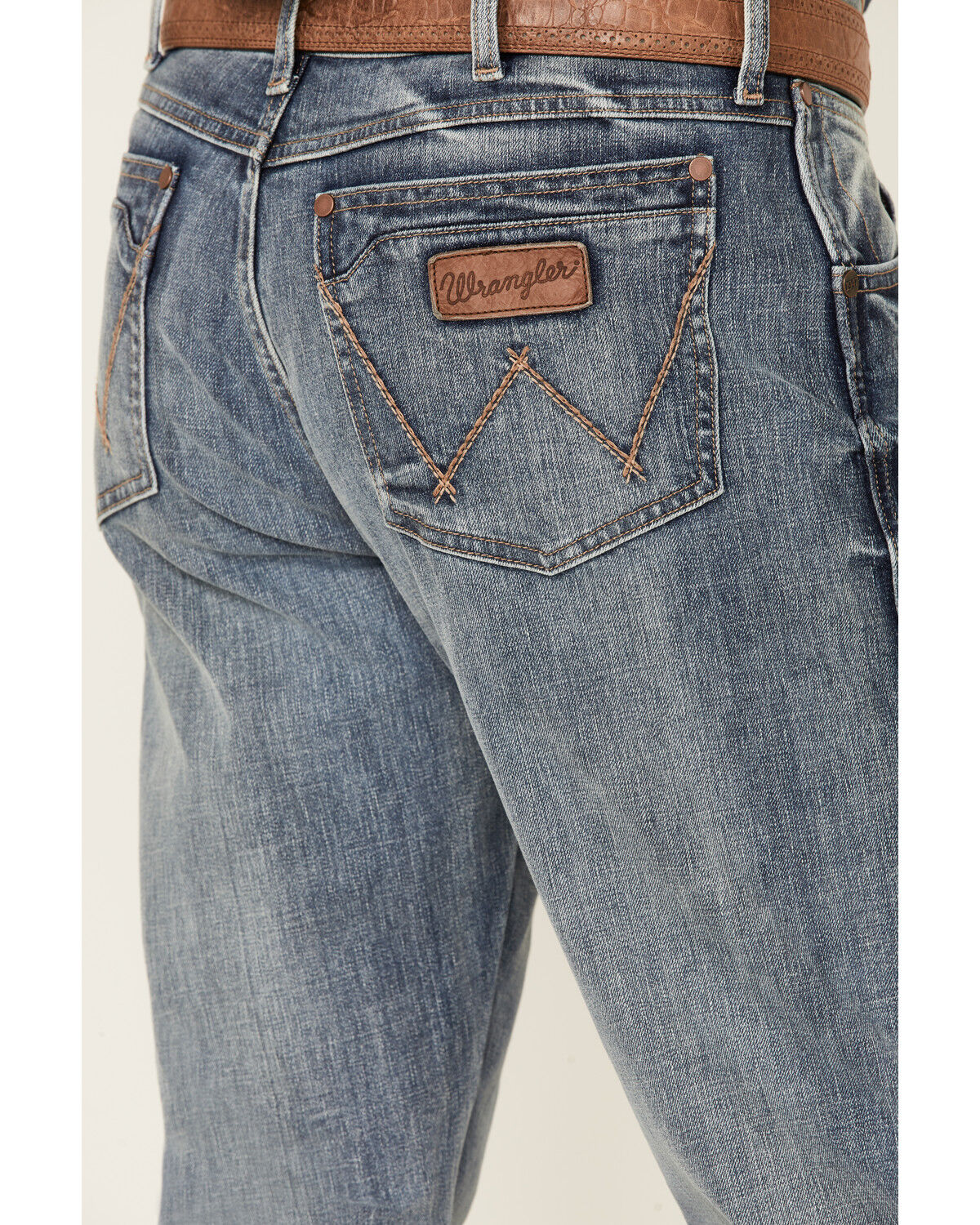 Image #4 - Wrangler Retro Men's Greeley Light Wash Stretch Relaxed Bootcut Jeans - Tall, Medium Wash, hi-res