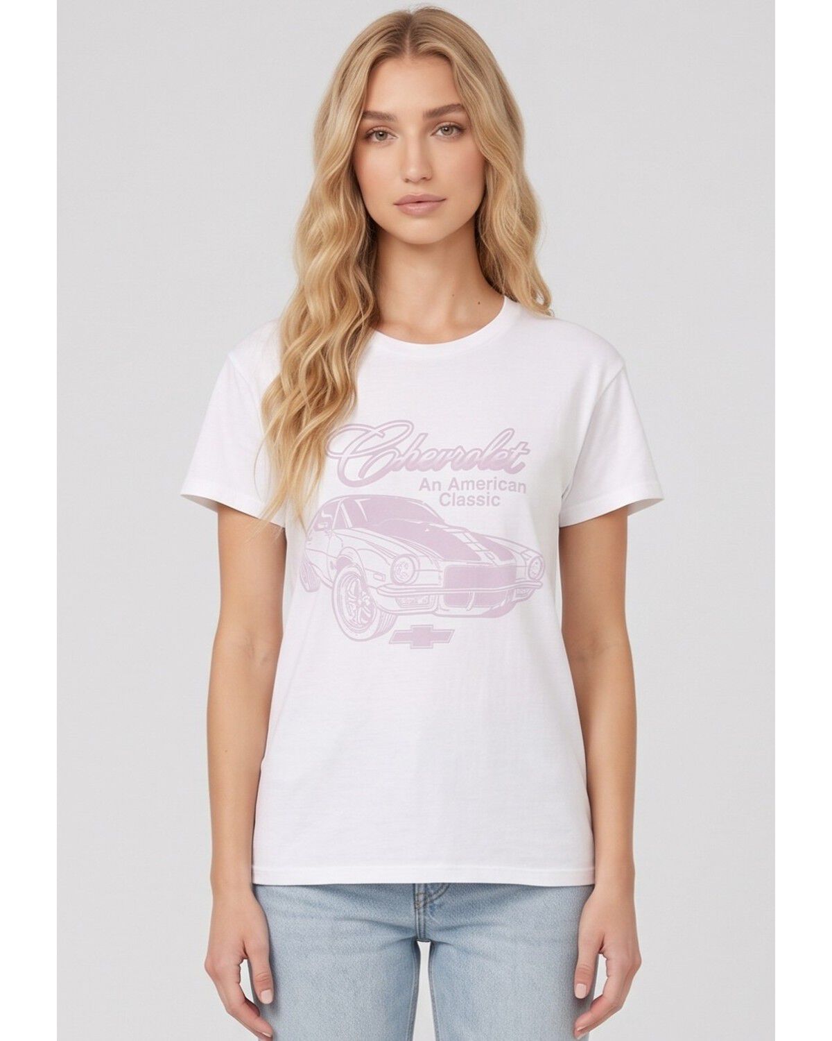 Chevy Women's American Classic Short Sleeve Graphic T-Shirt, White, hi-res