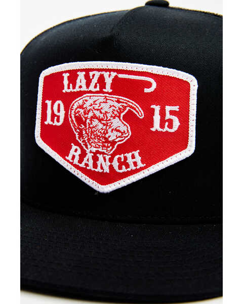 Image #2 - Lazy J Ranchwear Men's Red Ranch Logo Patch Soft-Mesh Ball Cap , Black, hi-res