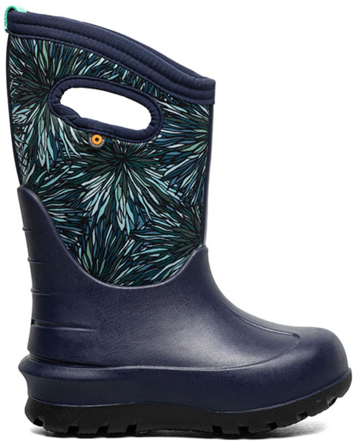 Image #2 - Bogs Girls' Neo Classic Firework Floral Print Waterproof Boots - Round Toe, Navy, hi-res