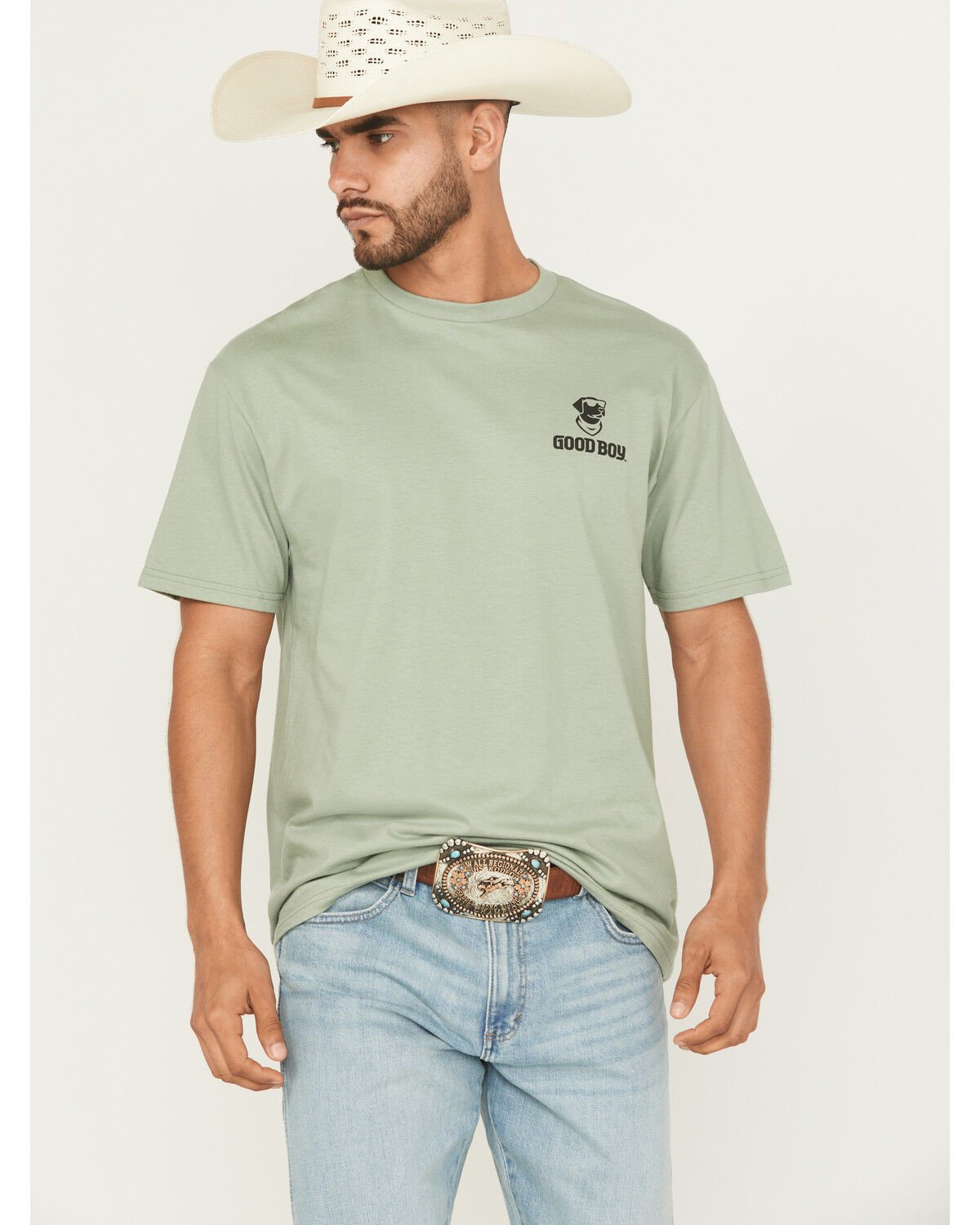 Image #2 - Buckwear Men's Good Boy Shed Fetch Short Sleeve Graphic T-Shirt, Sage, hi-res