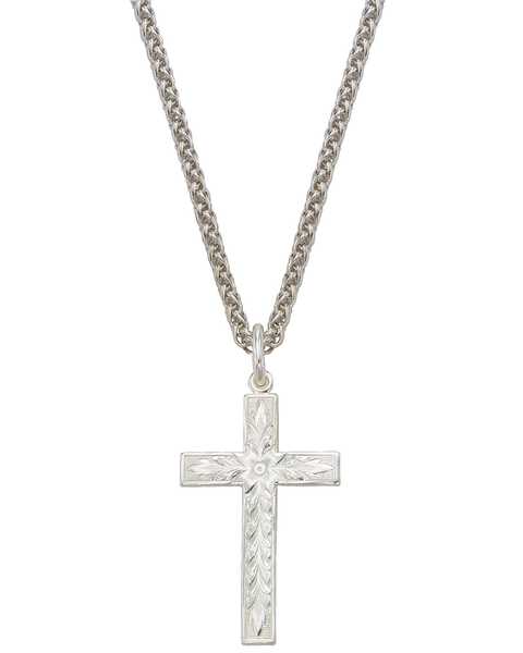 Image #1 - Montana Silversmiths Engraved Cross Charm Necklace, Silver, hi-res