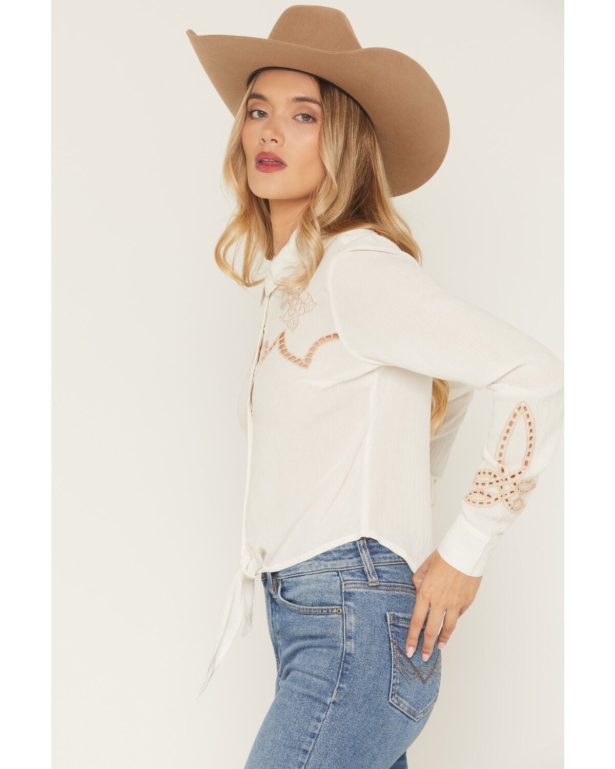 Image #4 - Idyllwind Women's Sonora Long Sleeve Snap Western Shirt, Cream, hi-res