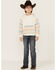 RANK 45 Girls' Multicolored Stripe Sleeve Hooded Pullover, Ivory, hi-res