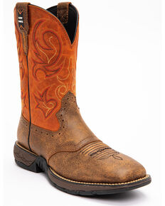 Cody James Men's Nano Lite Western Work Boots - Composite Toe, Orange, hi-res